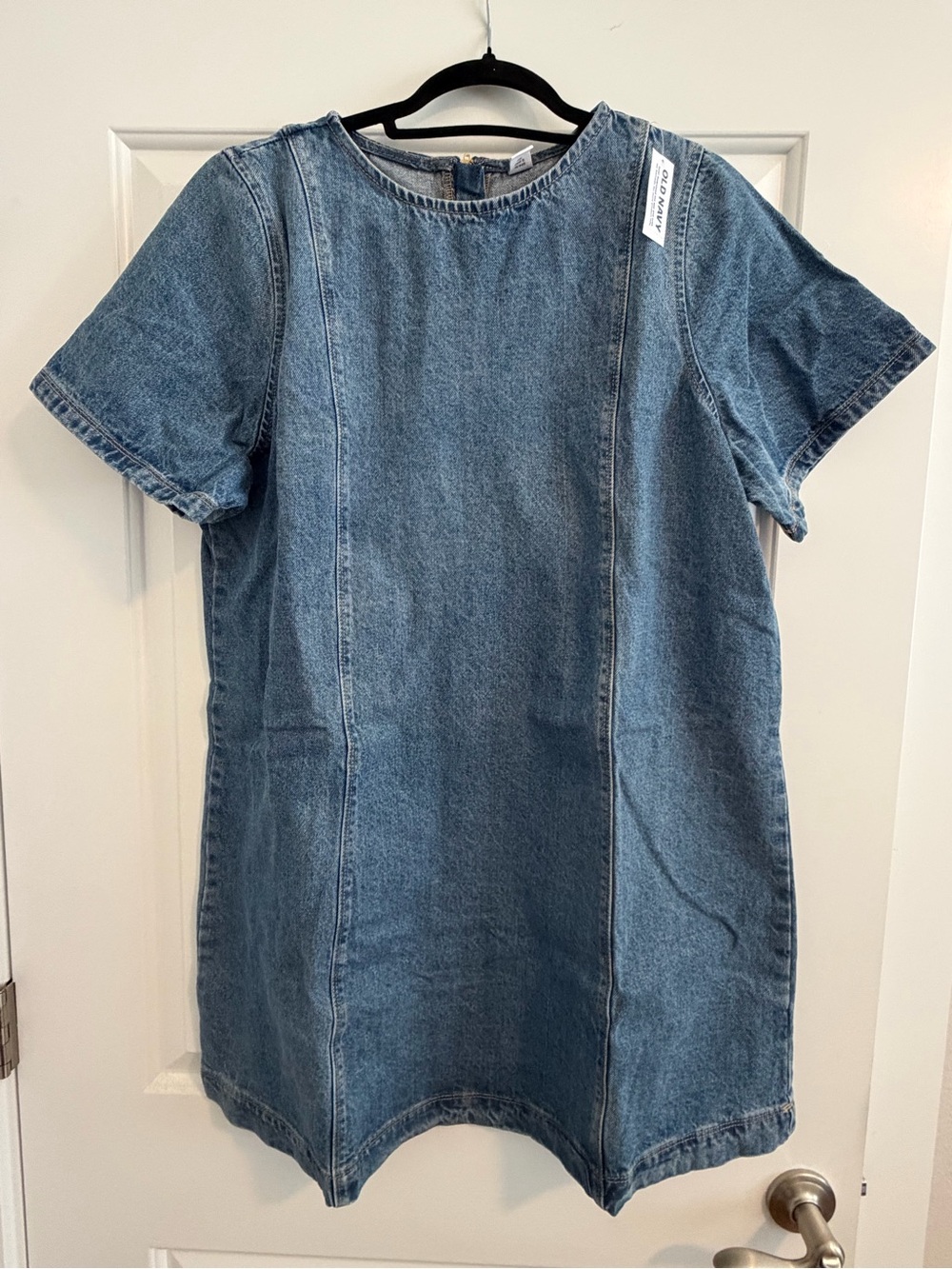 Short-Sleeve Denim Dress - Blue